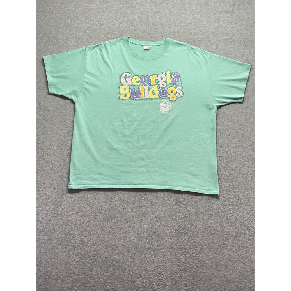 Hanes Georgia Bulldogs T-Shirt Mens 2XL Mint Green Graphic UGA NCAA Tee